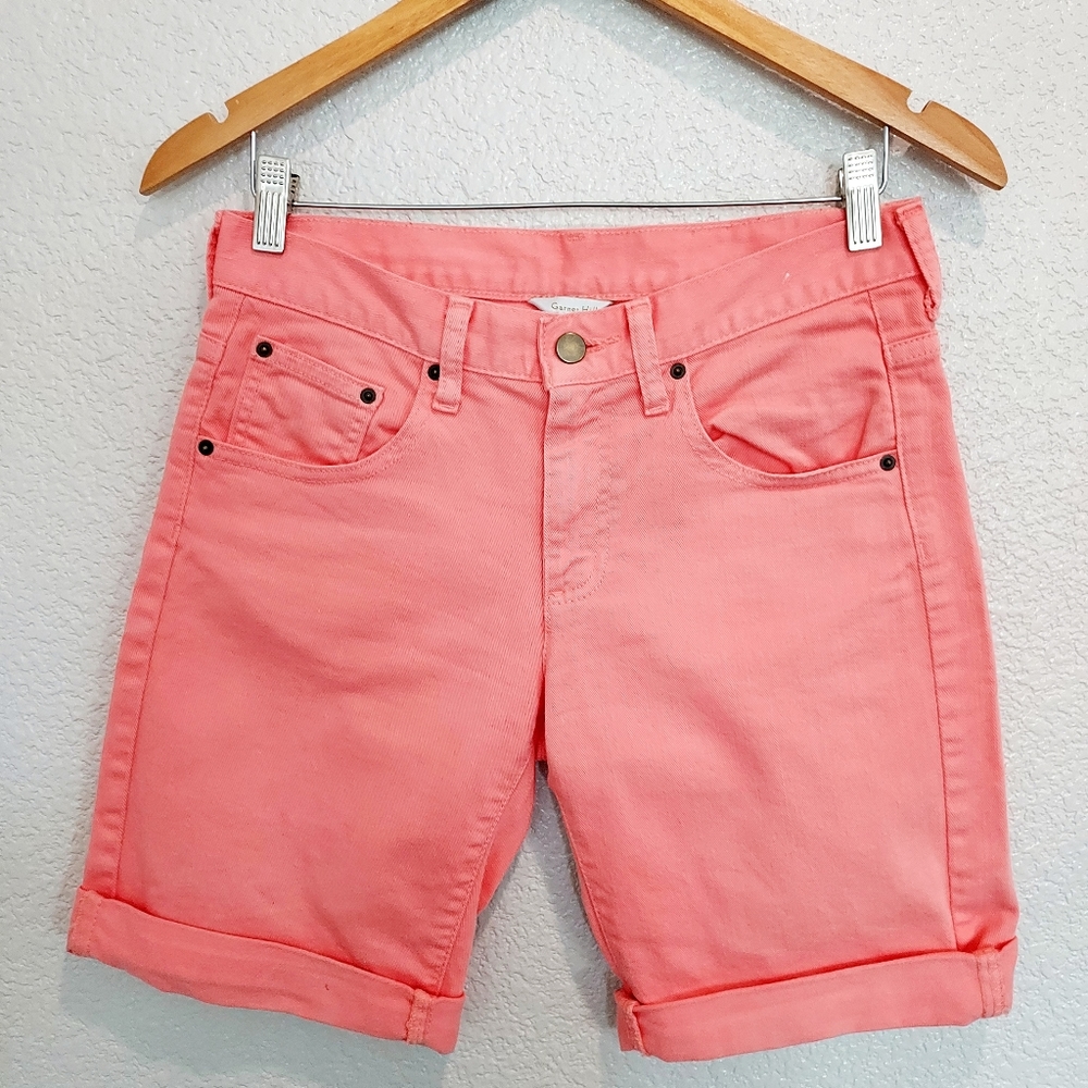 Garnet Hill Coral Pink Bermuda Shorts